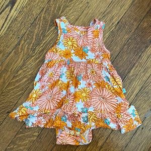 Posh Peanut Floral Ruffled Bodysuit Dress, 3-6 months